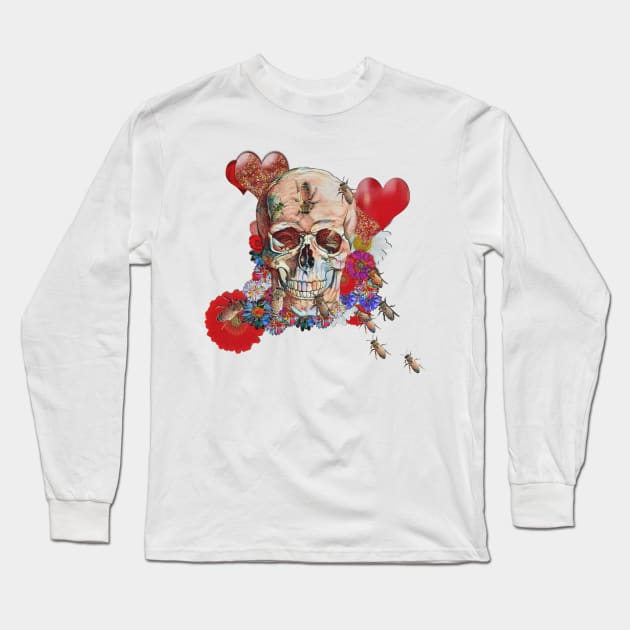 Flower Power Skull Long Sleeve T-Shirt by Diego-t